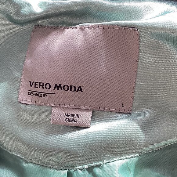 Vero Moda Women's Embroidered Bomber Jacket Size L Satin Feel Floral Lined - Picture 11 of 12